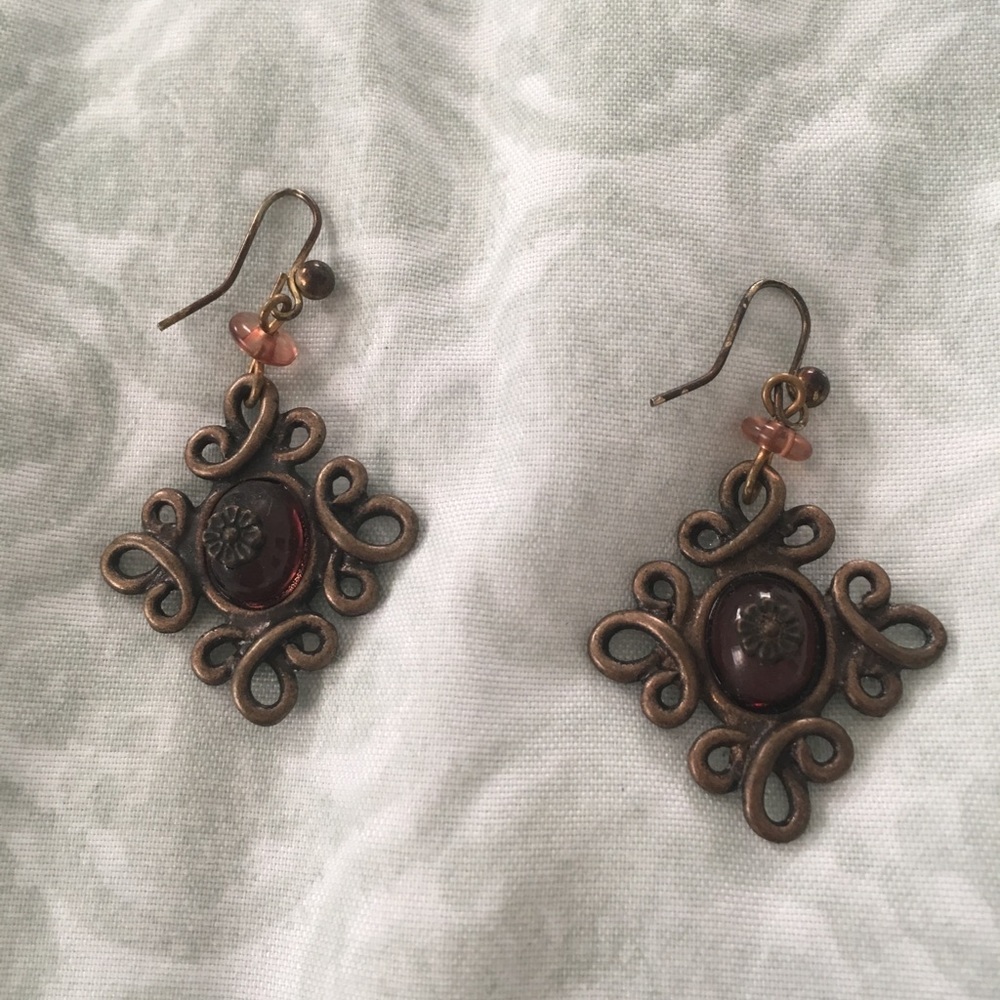 Amber dangle earrings vintage look